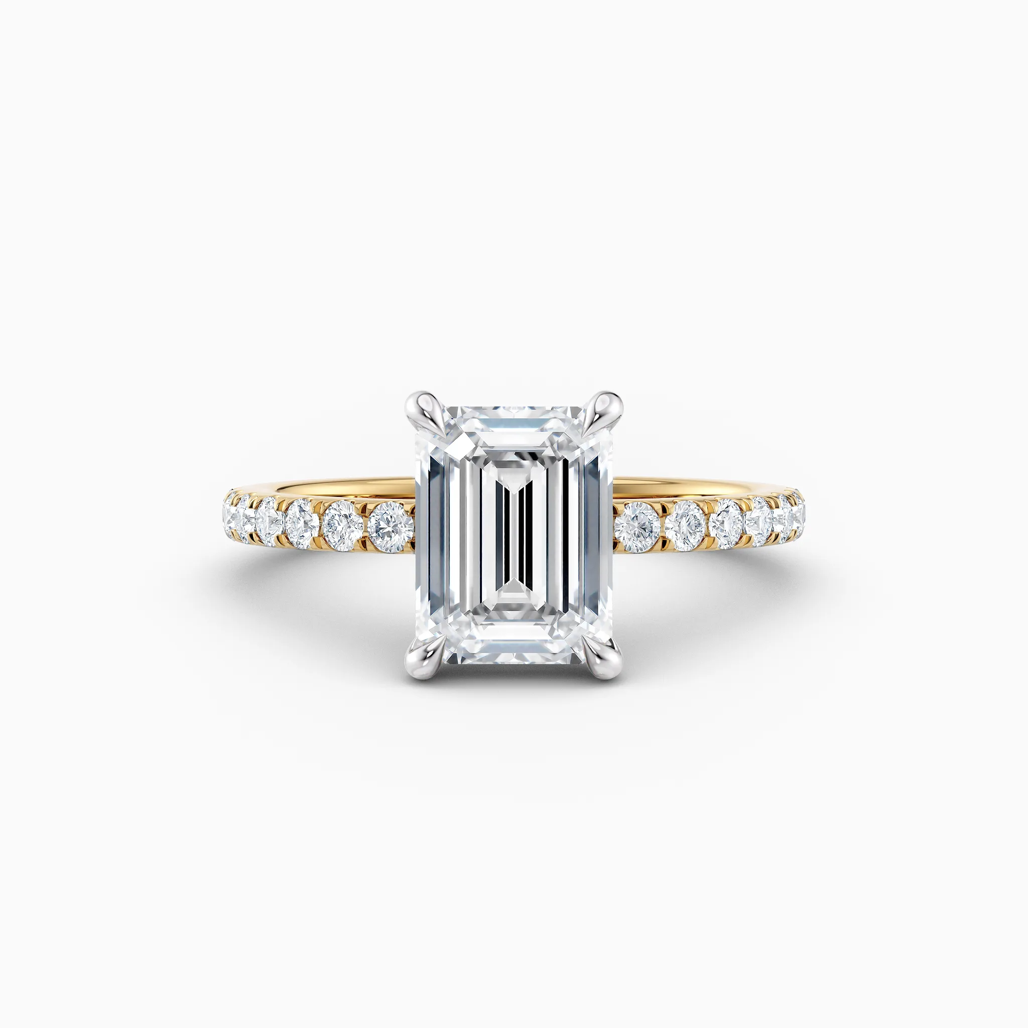 emerald cut diamond solitaire in yellow gold