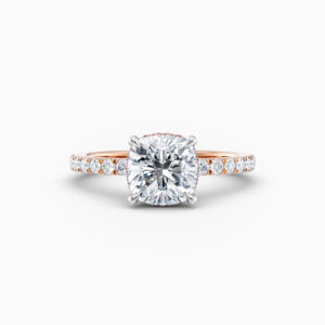 cushion cut rose gold solitaire engagement ring