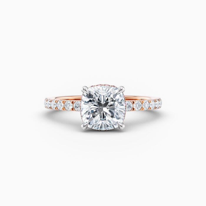 cushion cut rose gold solitaire engagement ring