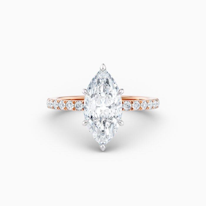 marquise diamond solitaire engagement ring in rose gold