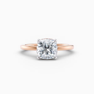 cushion cut rose gold solitaire engagement ring