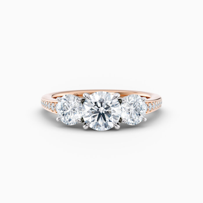 18ct rose gold 3 stone diamond ring