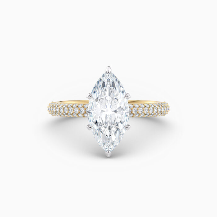 marquise solitaire diamond engagement ring in yellow gold