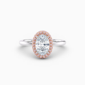 pink diamond pave oval diamond engagement ring