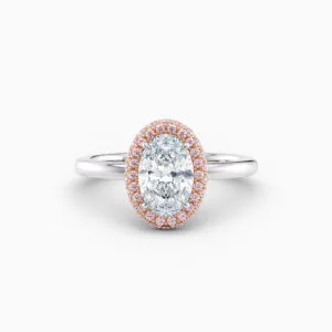 pink diamond pave oval diamond engagement ring