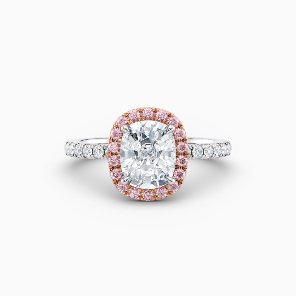 Engagement Rings & Coloured Stones in 2026 That You’ll Love 41 pink diamond cushion halo engagement ring