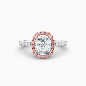 pink diamond cushion halo engagement ring