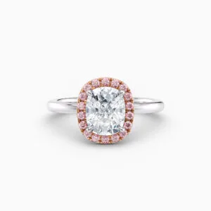 pink diamond halo engagement ring