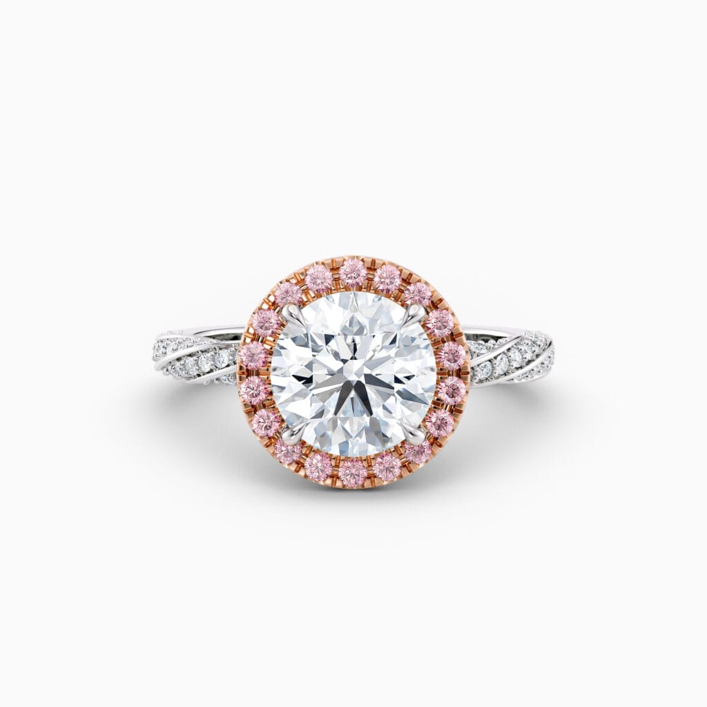 Engagement Rings & Coloured Stones in 2026 That You’ll Love 59 pink diamond round halo engagement ring in white gold