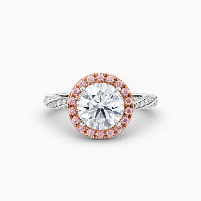 White Gold Eleanor Round Pink Halo