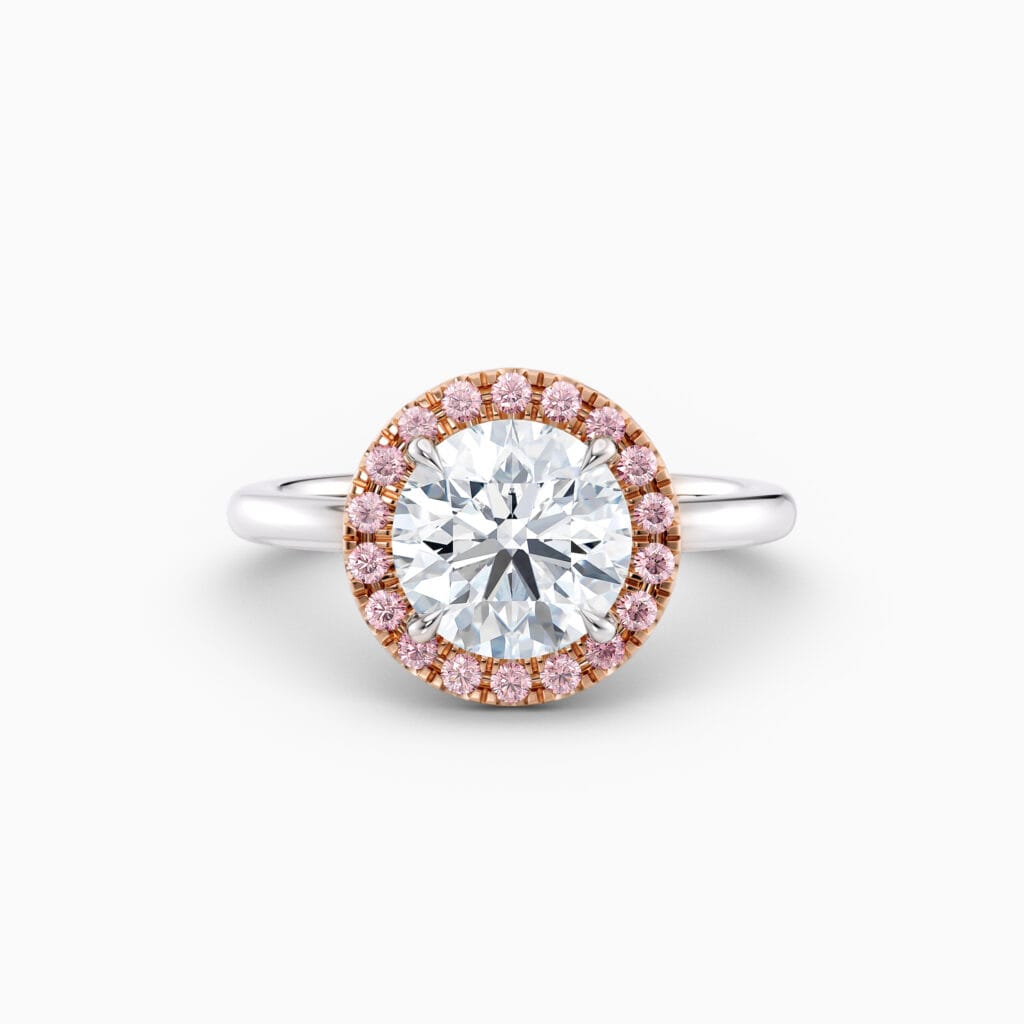 Engagement Rings & Coloured Stones in 2026 That You’ll Love 58 pink diamond round halo engagement ring in white gold