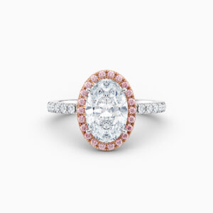 pink diamond oval halo engagement ring in white gold