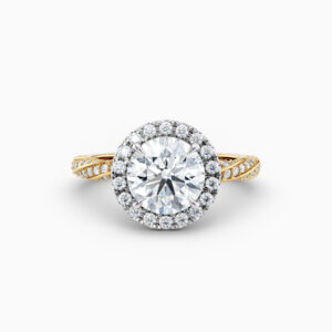 yellow gold round halo engagement ring