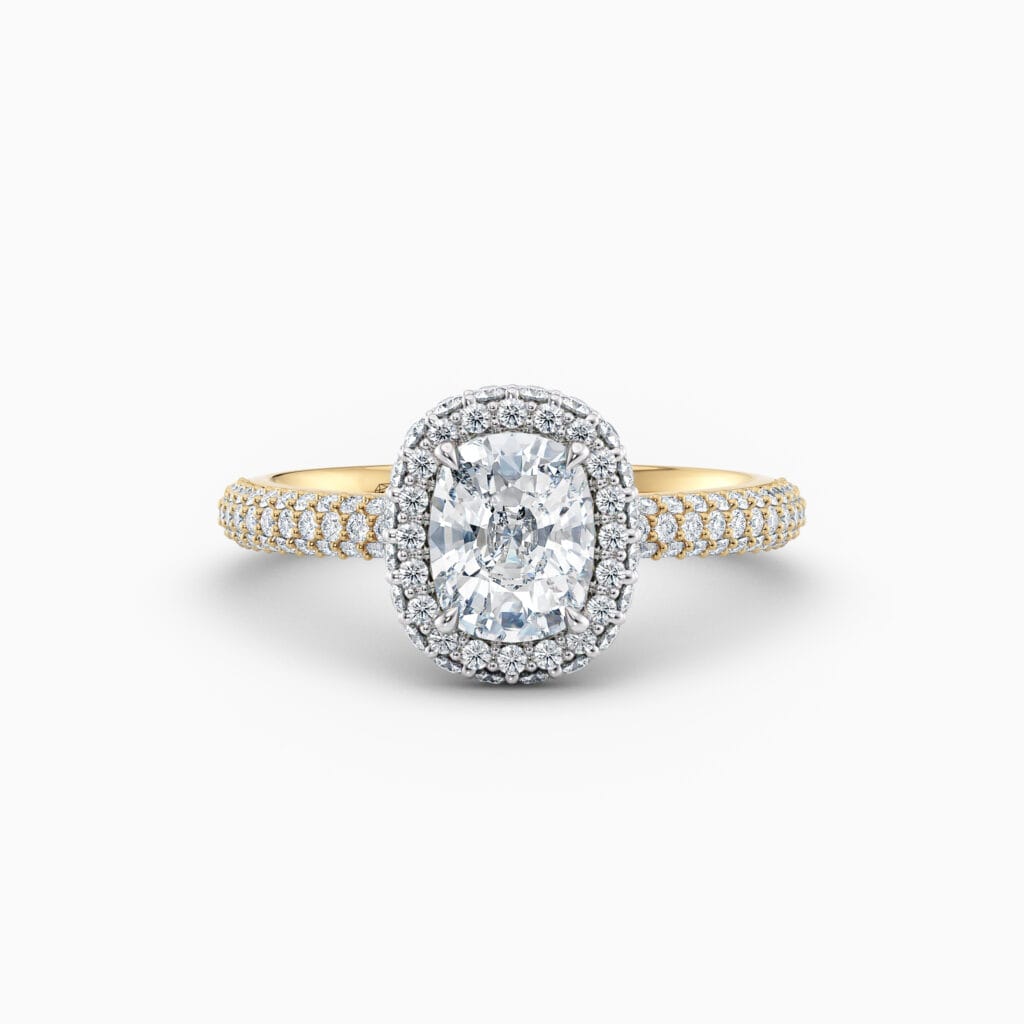 Engagement Rings & Coloured Stones in 2026 That You’ll Love 63 cushion cut pave halo diamond engagement ring
