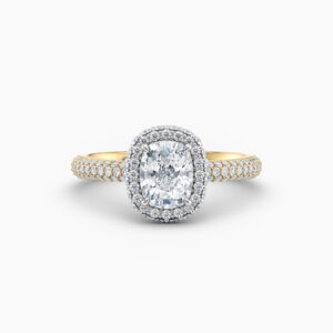 cushion cut pave halo diamond engagement ring