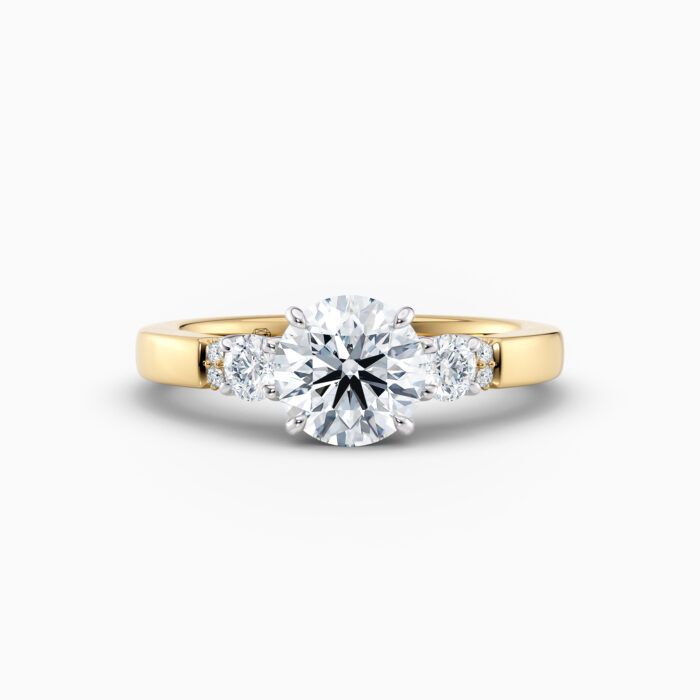 yellow gold 3 stone engagement ring