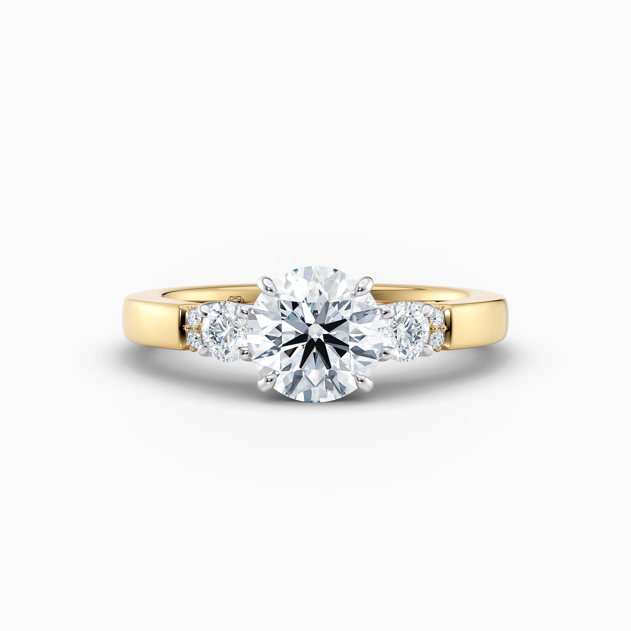 yellow gold 3 stone engagement ring