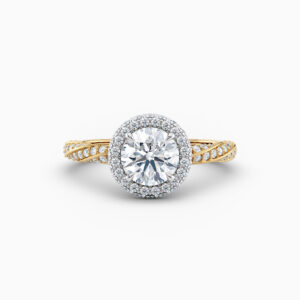 pave halo engagement ring yellow gold