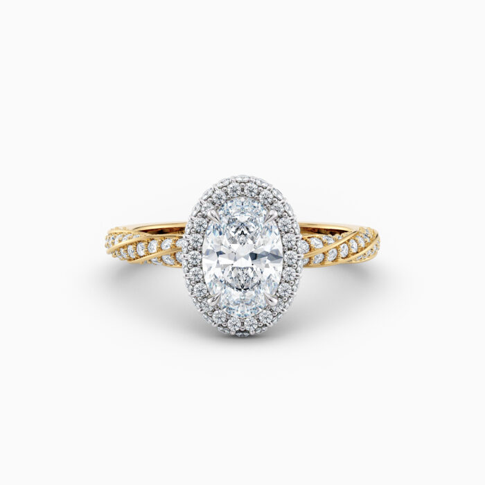 oval halo yellow gold engagement ring