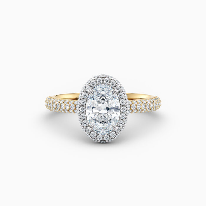 oval pave double halo engagement ring