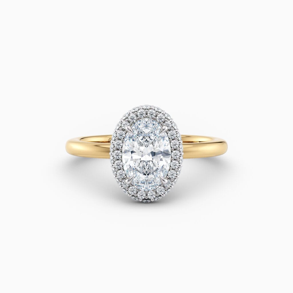 oval pave yellow gold engagement ring