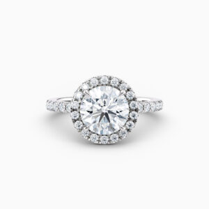 round halo platinum engagement ring