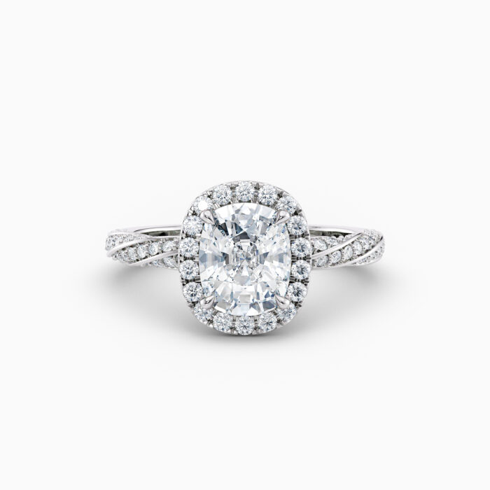 cushion cut halo engagement ring