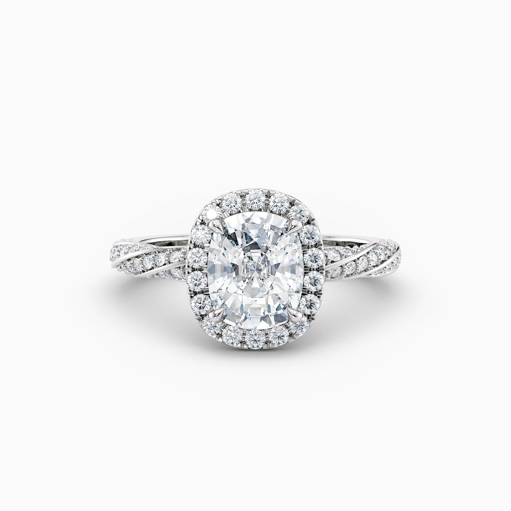 cushion cut halo engagement ring