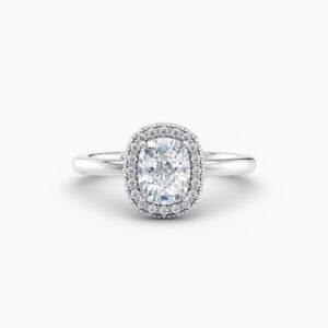 cushion cut pave halo engagement ring