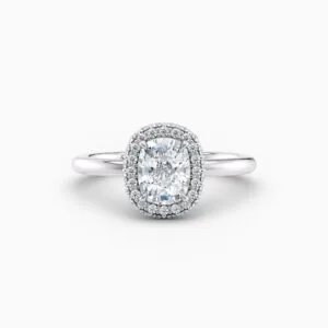 cushion cut pave halo engagement ring