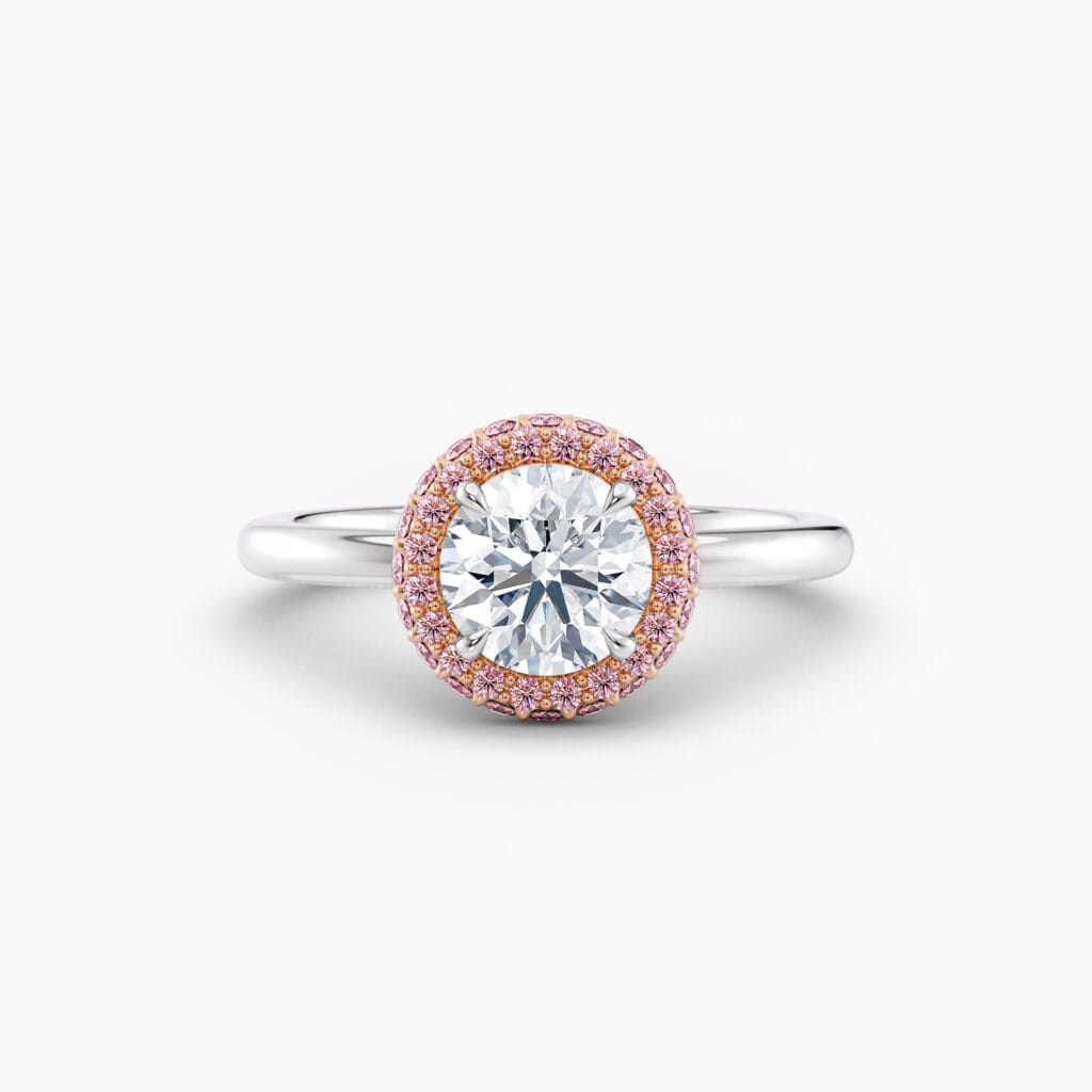 Engagement Rings & Coloured Stones in 2026 That You’ll Love 33 pink diamond pave halo engagement ring
