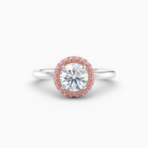 pink diamond pave halo engagement ring