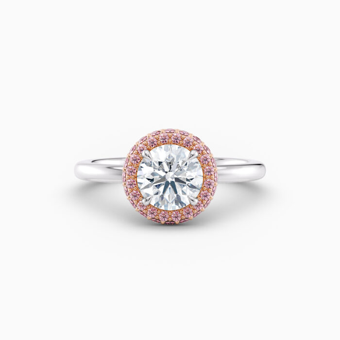 pink diamond pave halo engagement ring