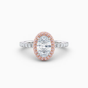 pave double halo pink diamond engagement ring