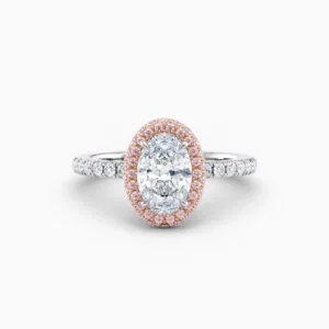 pave double halo pink diamond engagement ring