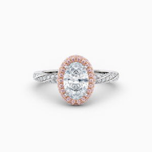 pink diamond oval halo engagement ring