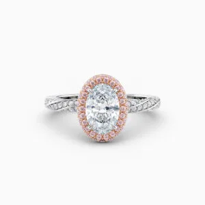 pink diamond oval halo engagement ring
