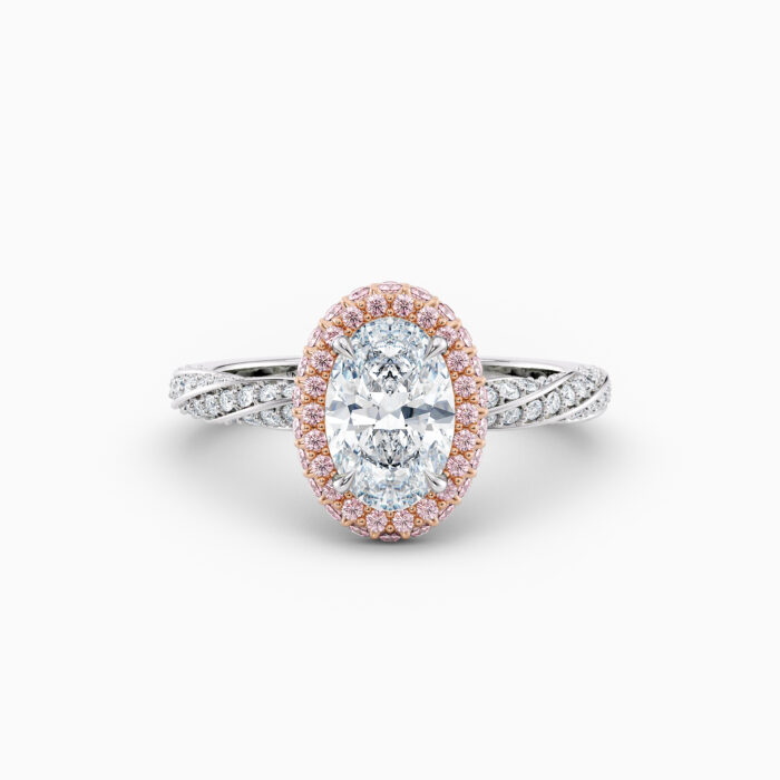 pink diamond oval halo engagement ring