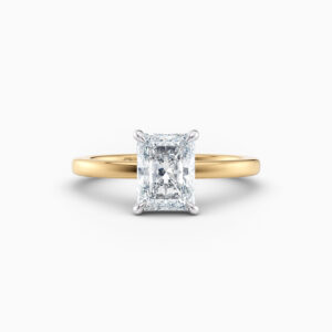 2ct Radiant solitaire with 18ct yellow gold plain band