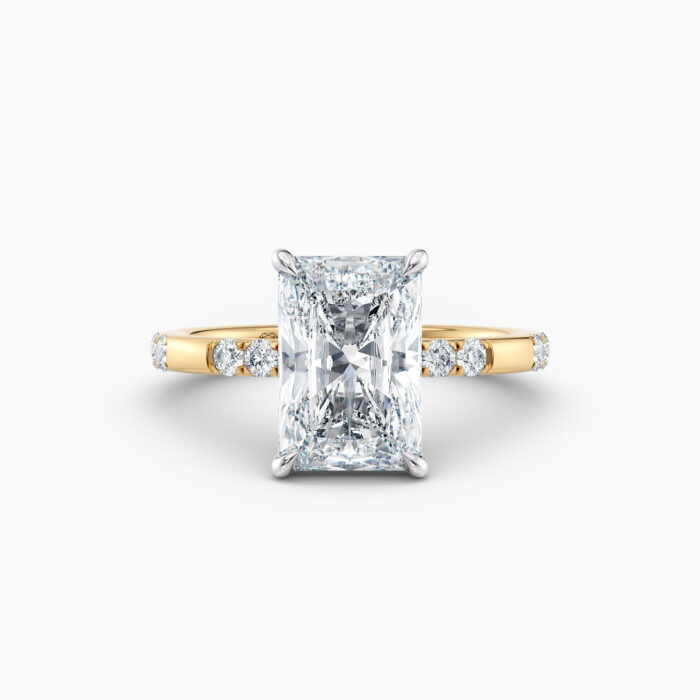 2ct radiant diamond ring set in yellow gold