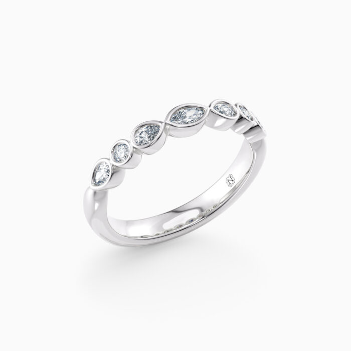 marquise and pear shape diamond wedding ring in white gold