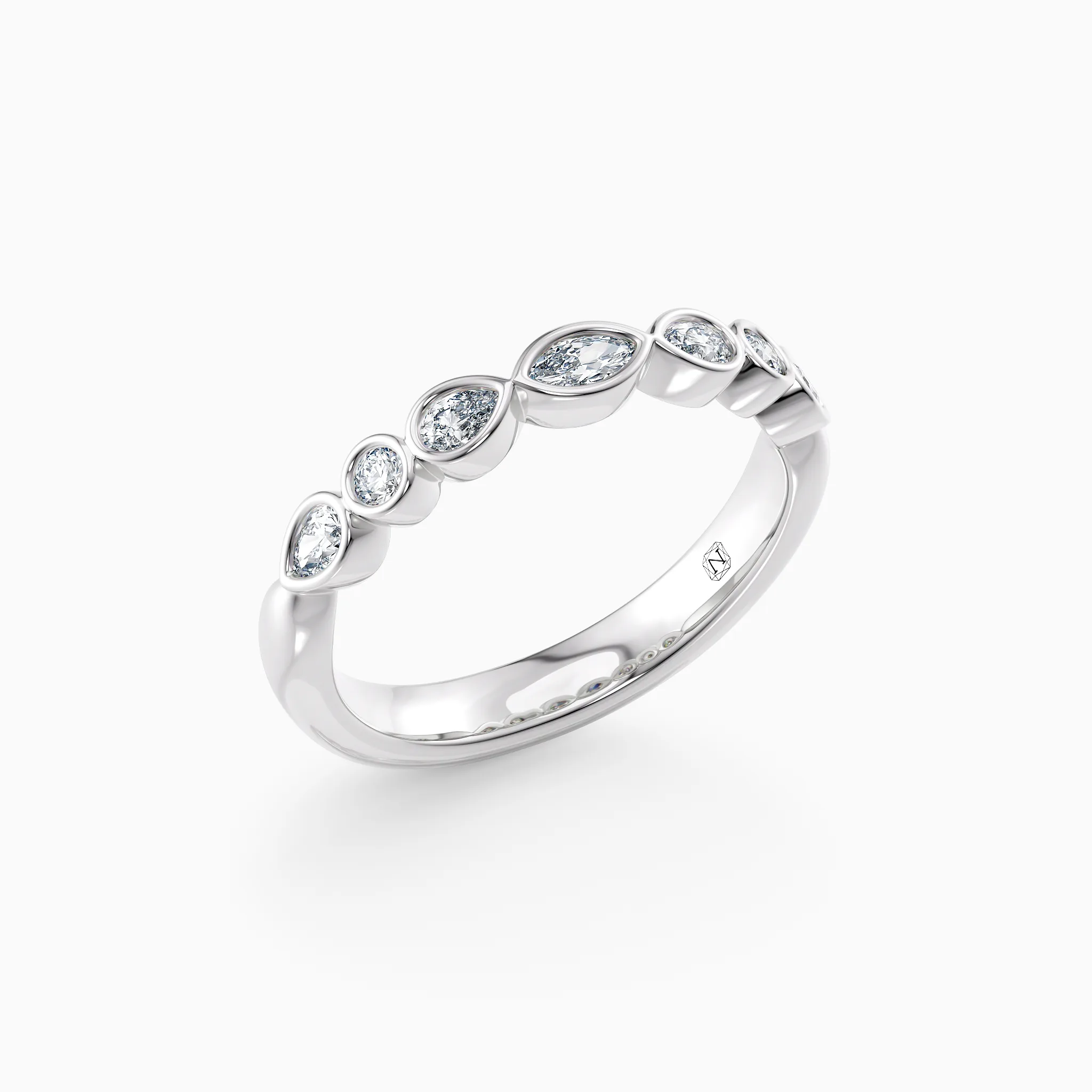 marquise and pear shape diamond wedding ring in white gold