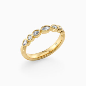 marquise and pear shape yellow gold diamond wedding band