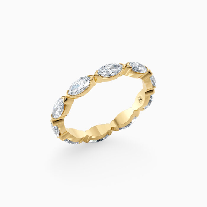 marquise diamond wedding ring in yellow gold