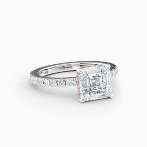 2ct asscher cut solitaire with diamond band in platinum