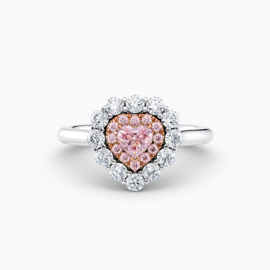 Options When Buying a 1 Carat Diamond Ring 21 pink diamond heart cut with round cut diamonds