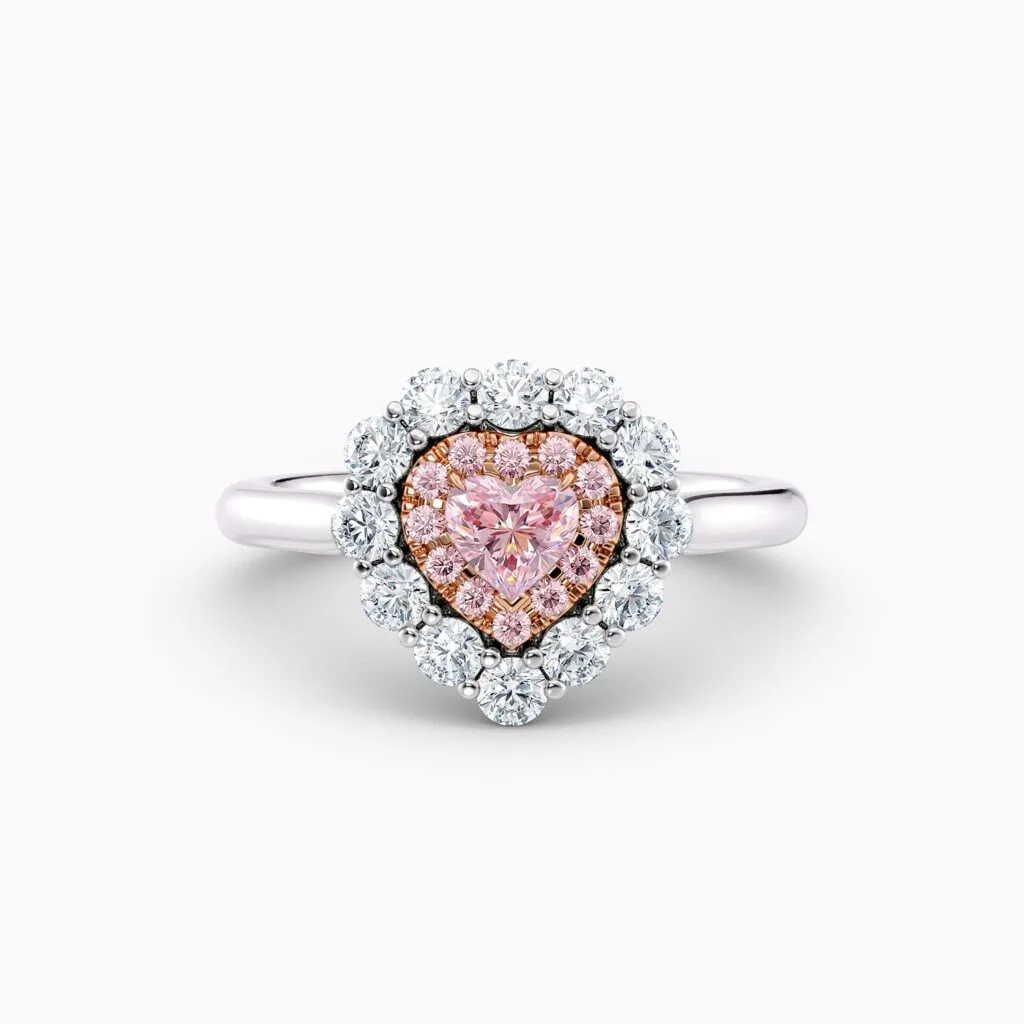 pink diamond heart engagement ring