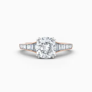 2ct cushion with french cut channel in rose gold