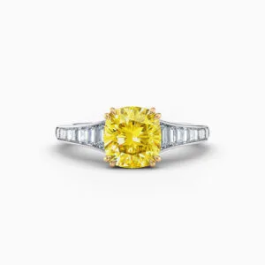 2ct asscher cut champagne with trilliant side stones