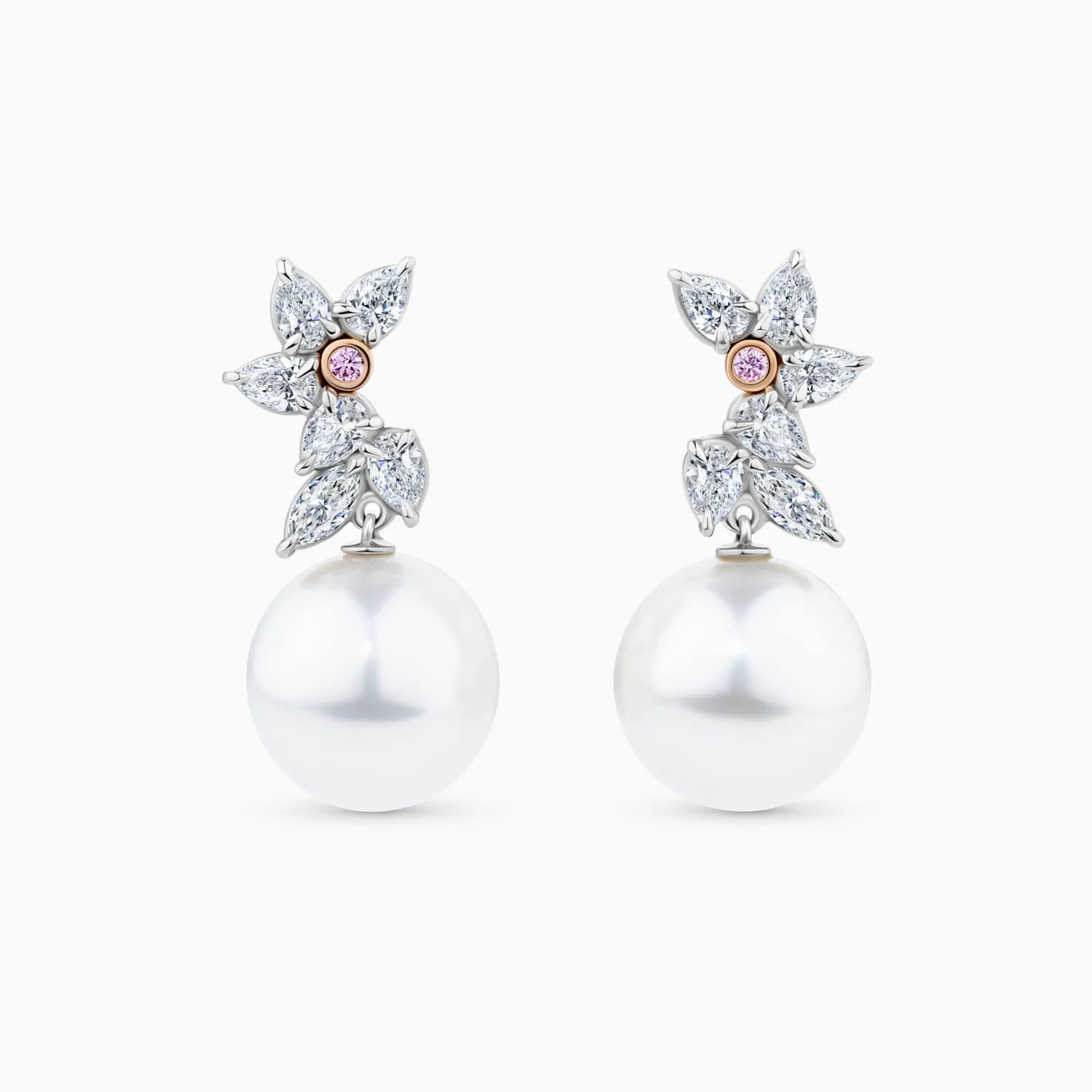 pearl and pink diamond earrings
